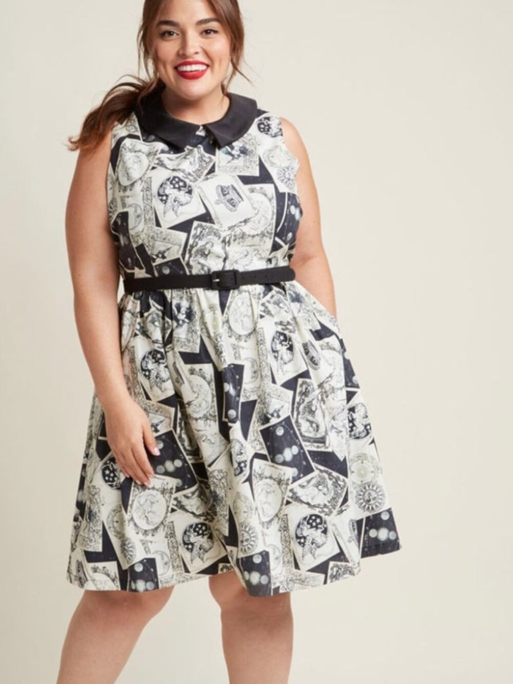 ModCloth Whimsy Without End A-Line Dress in Tarot Card Print EUC Size XL